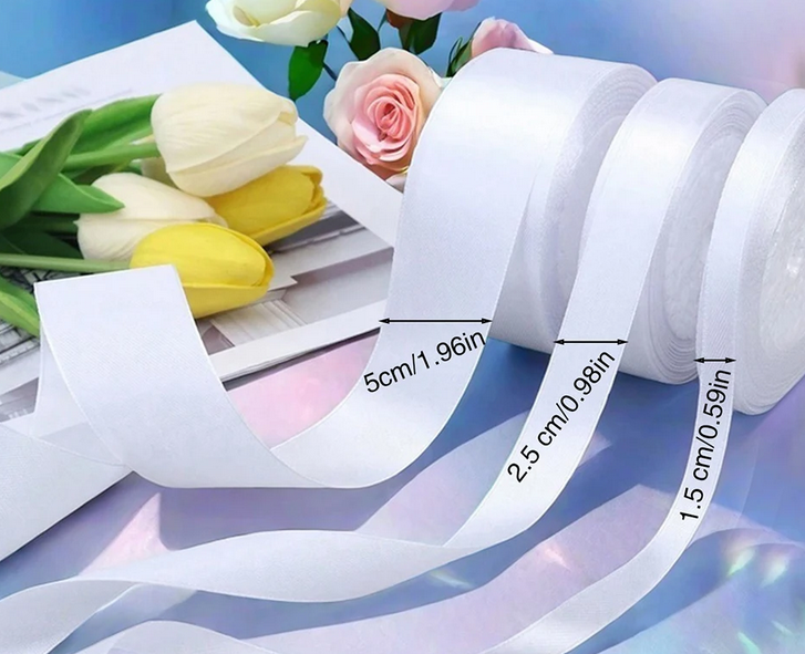 White satin ribbon roll