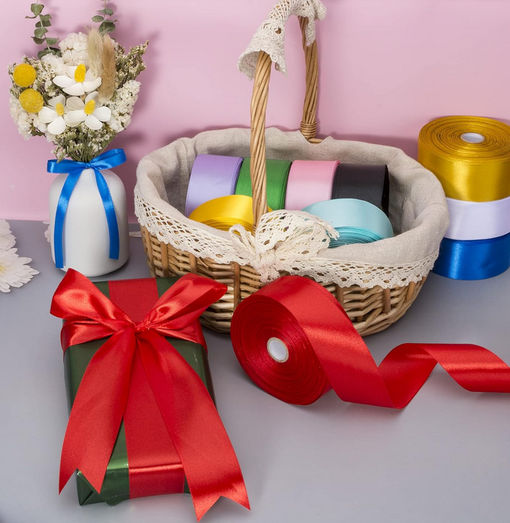 red ribbon satin