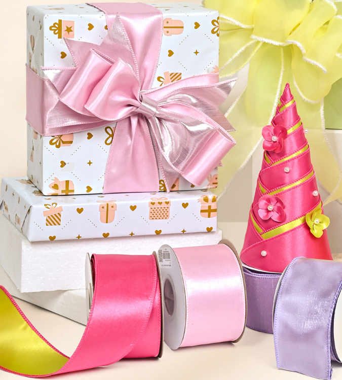 Satin Metallic Reversible Ribbon with Wired Woven Edge