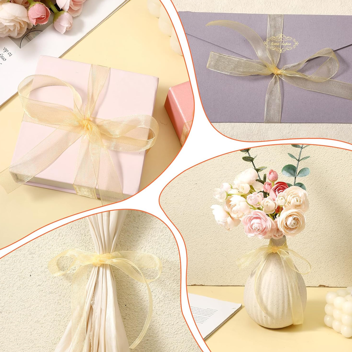 gold organza ribbon for gift wrapping