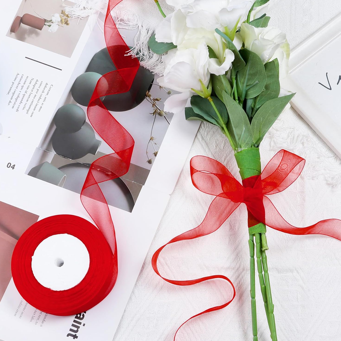red organza ribbon for gift wrapping