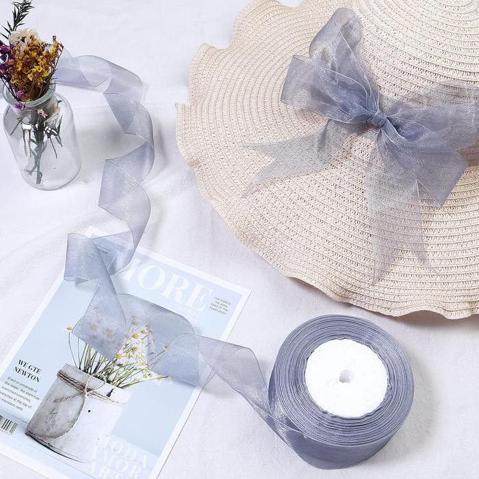 silver organza ribbon for gift wrapping