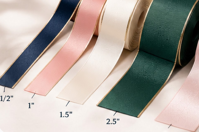 Custom ribbon widths for personalized packaging and branding