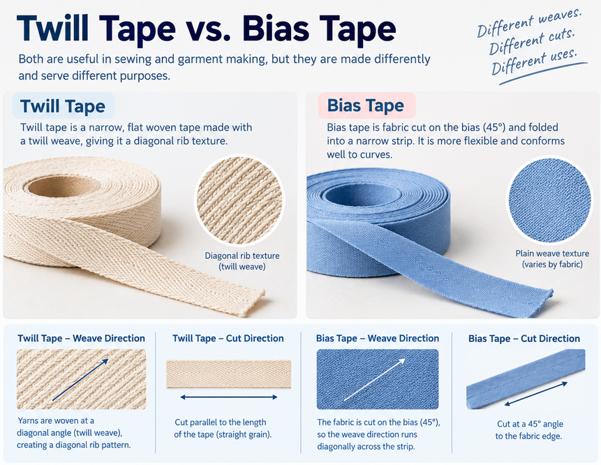 twill tape vs bias tape