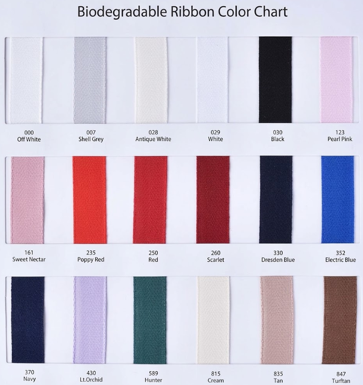 Biodegradable Ribbon Color Chart